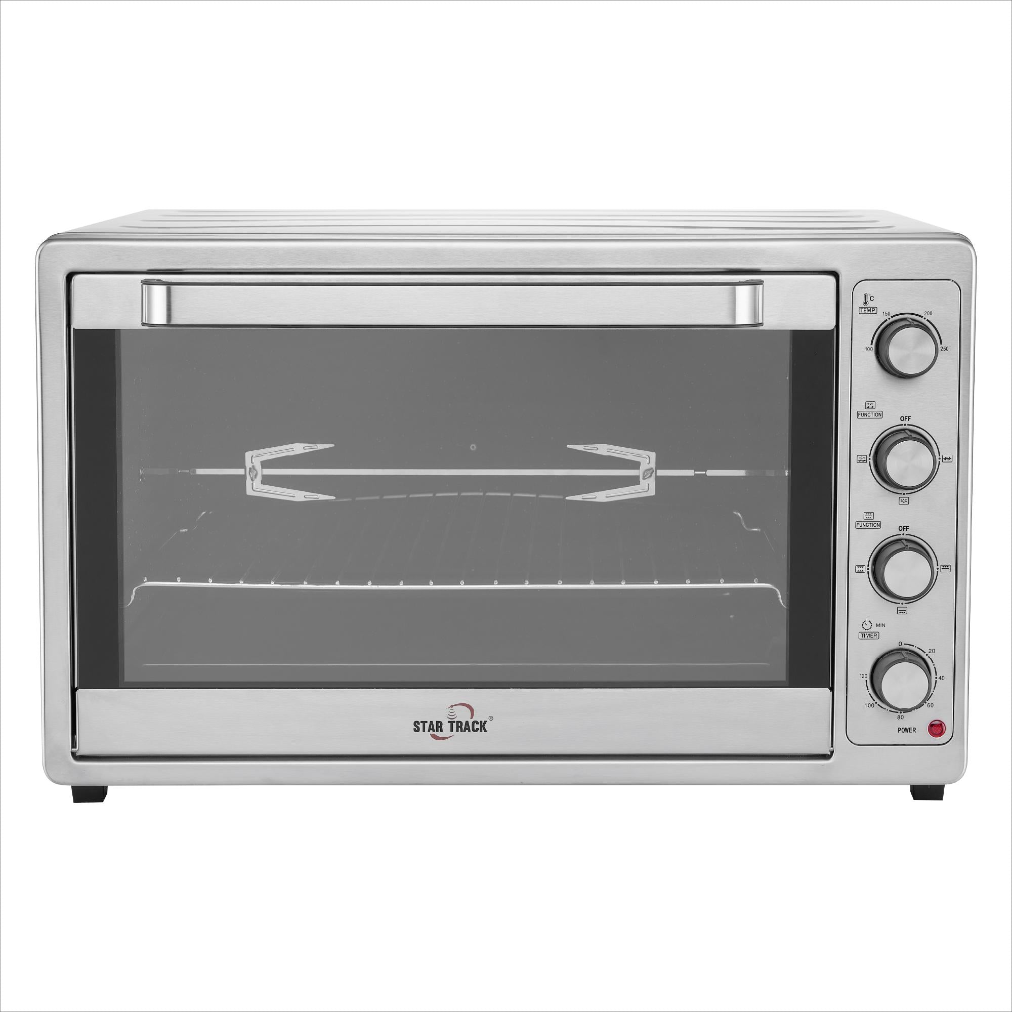 100L Electric Oven with Self-Clean, Rotisserie, Ceramic cavity, Convection, 120-Min Timer, 2200W, 8 Stainless Steel Heating Elements