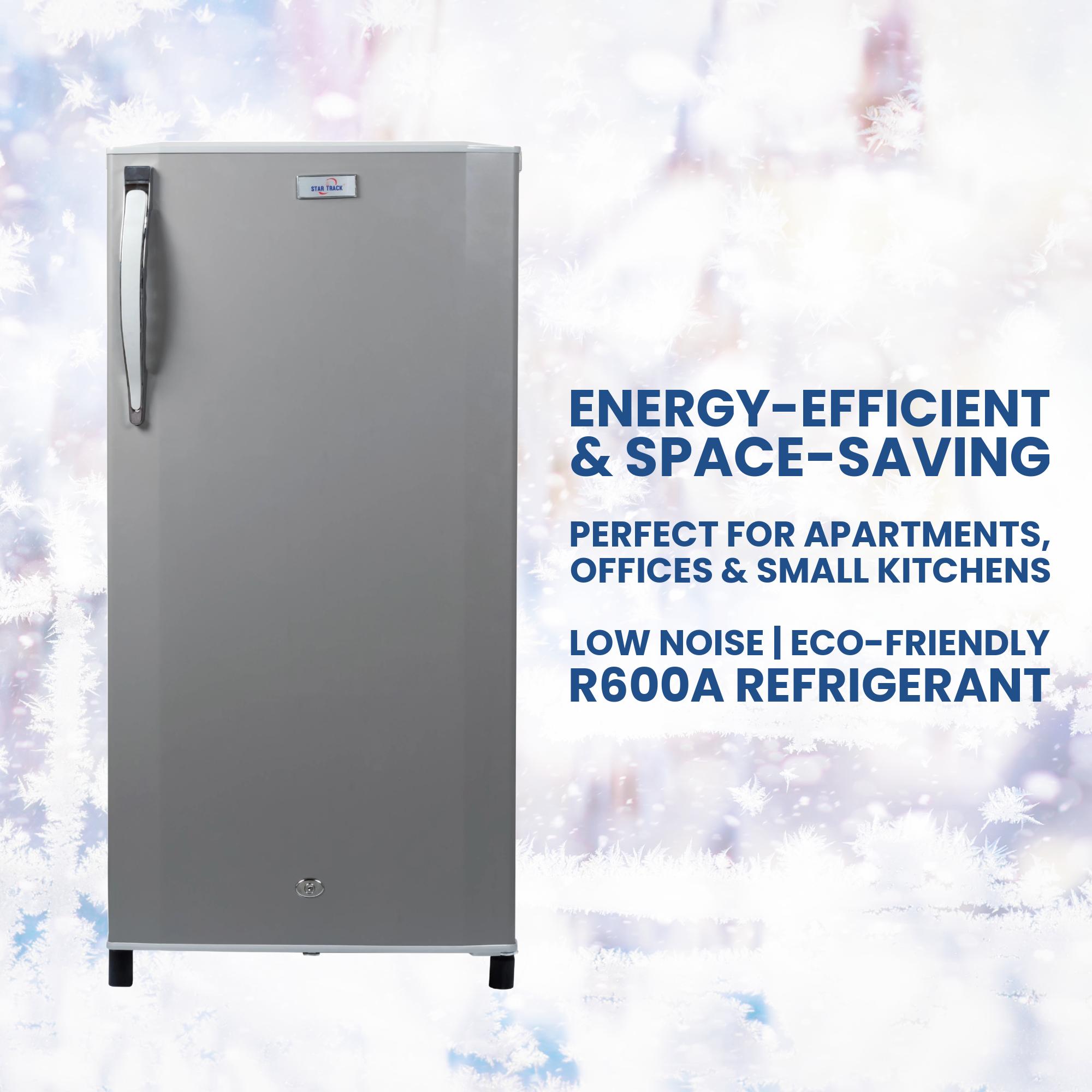 210L Single Door Refrigerator, Grey, Child lock, Compact, Energy-Efficient, Adjustable Shelves