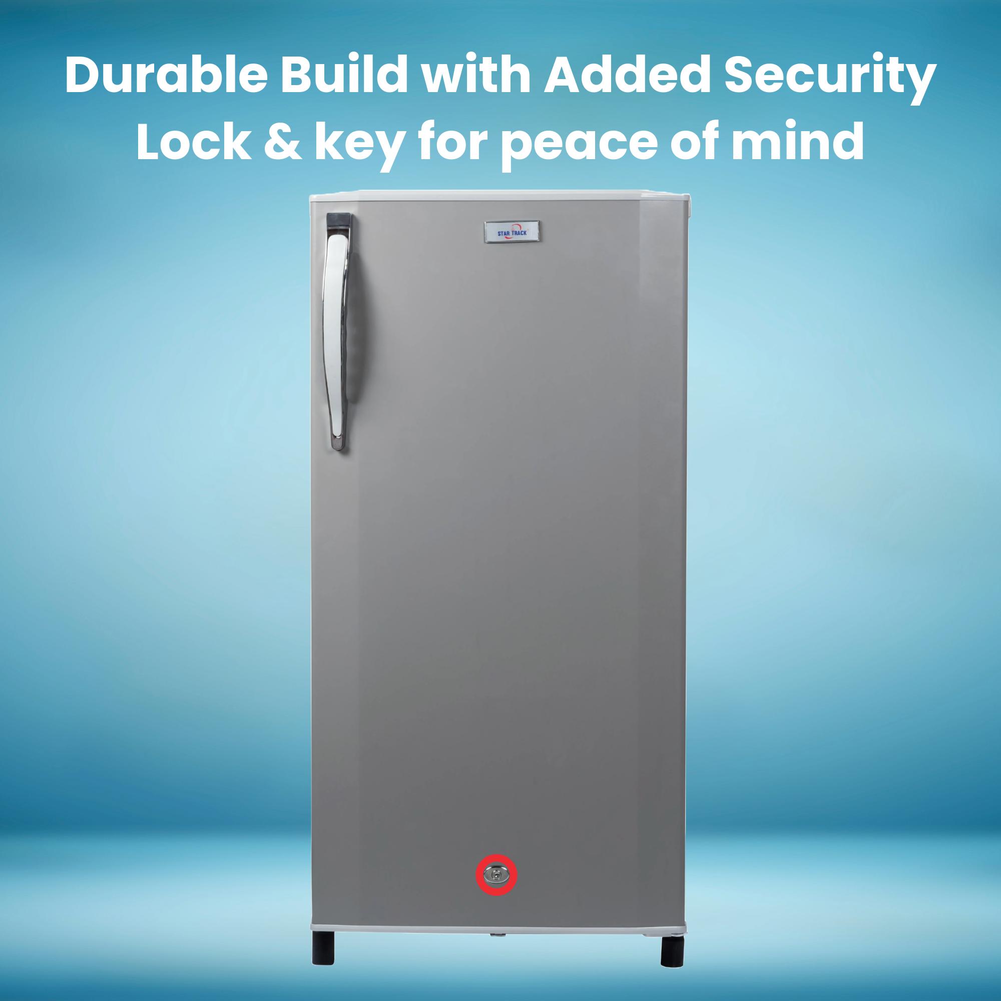 210L Single Door Refrigerator, Grey, Child lock, Compact, Energy-Efficient, Adjustable Shelves
