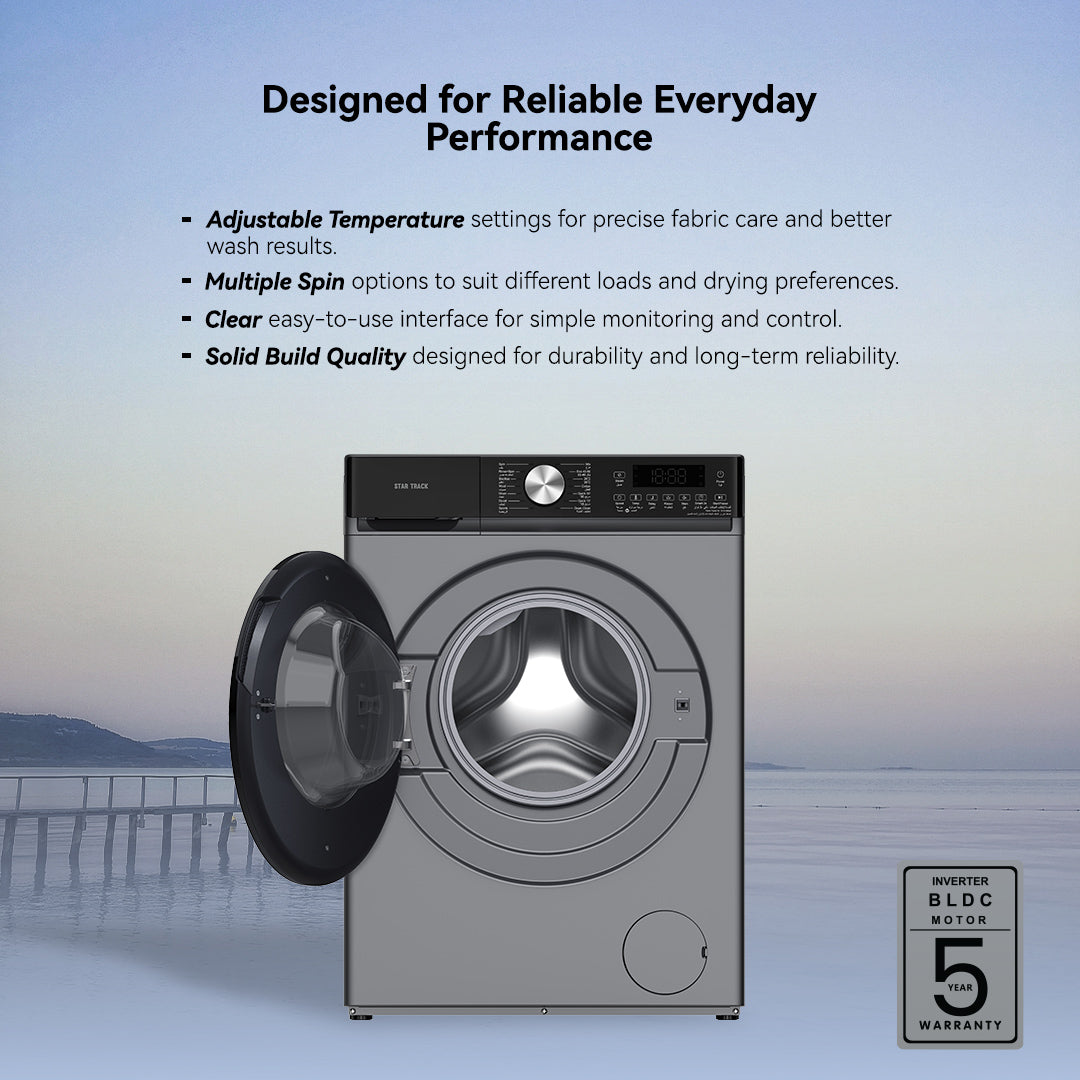 9 KG Front Load Washing Machine With BLDC Inverter Motor, 1400 RPM, 14 Programs, Fully Automatic Washer For Large Families, ESMA 5-Star