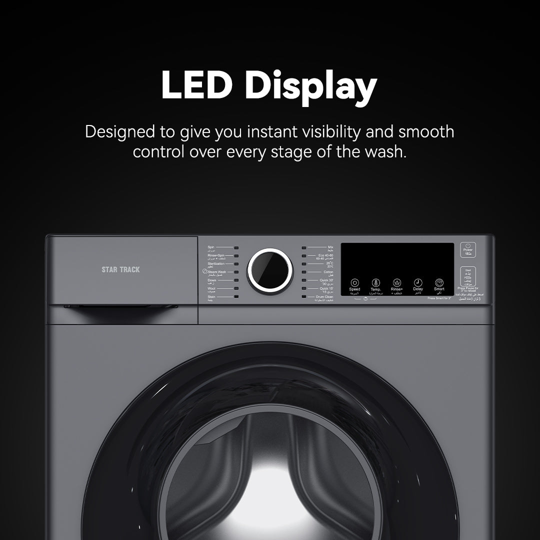 6KG Front Load Washing Machine With BLDC Inverter Motor, 1200 RPM, 14 Programs, Fully Automatic Washer, LED Display, Intelligent Control, ESMA 5-Star