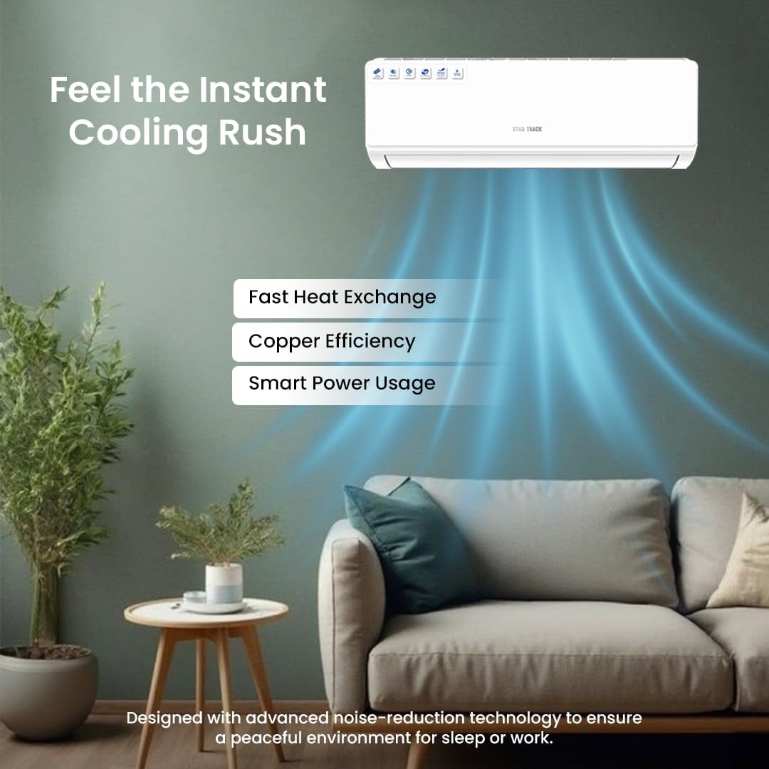 1 Ton Split Air Conditioner, R410A, 12000 BTU, T1 Rotary Compressor, Smart Remote Control, Low Noise