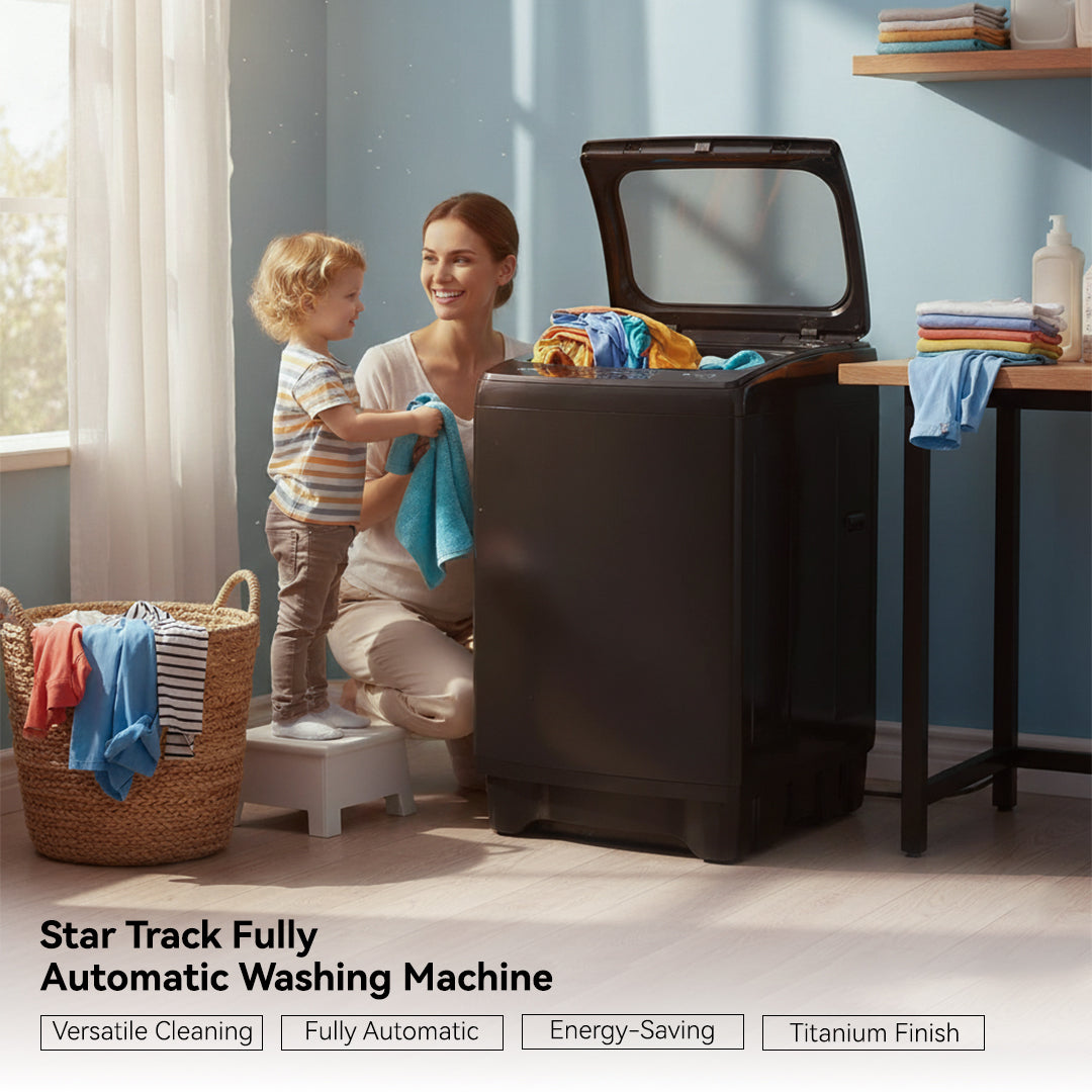 20kg Top Load Washing Machine with Digital LED Display, 8 Programs, Fuzzy Logic, Air Dry, Child Lock, Stainless Steel Drum, 3D Waterfall & Energy-Saving Tub