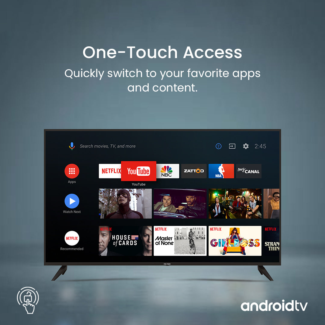 40" Smart TV | Android 14, Full HD, Netflix, YouTube, Miracast, Bezel less Frame, Satellite receiver