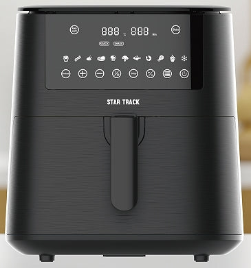 Star Track Air Fryer ST-AF1650-SB72 has Capacity of 7.2 litres has 9 Blades Fan 1650W has Touch Control Function has 11 Cooking Preset Elegant Design For Home