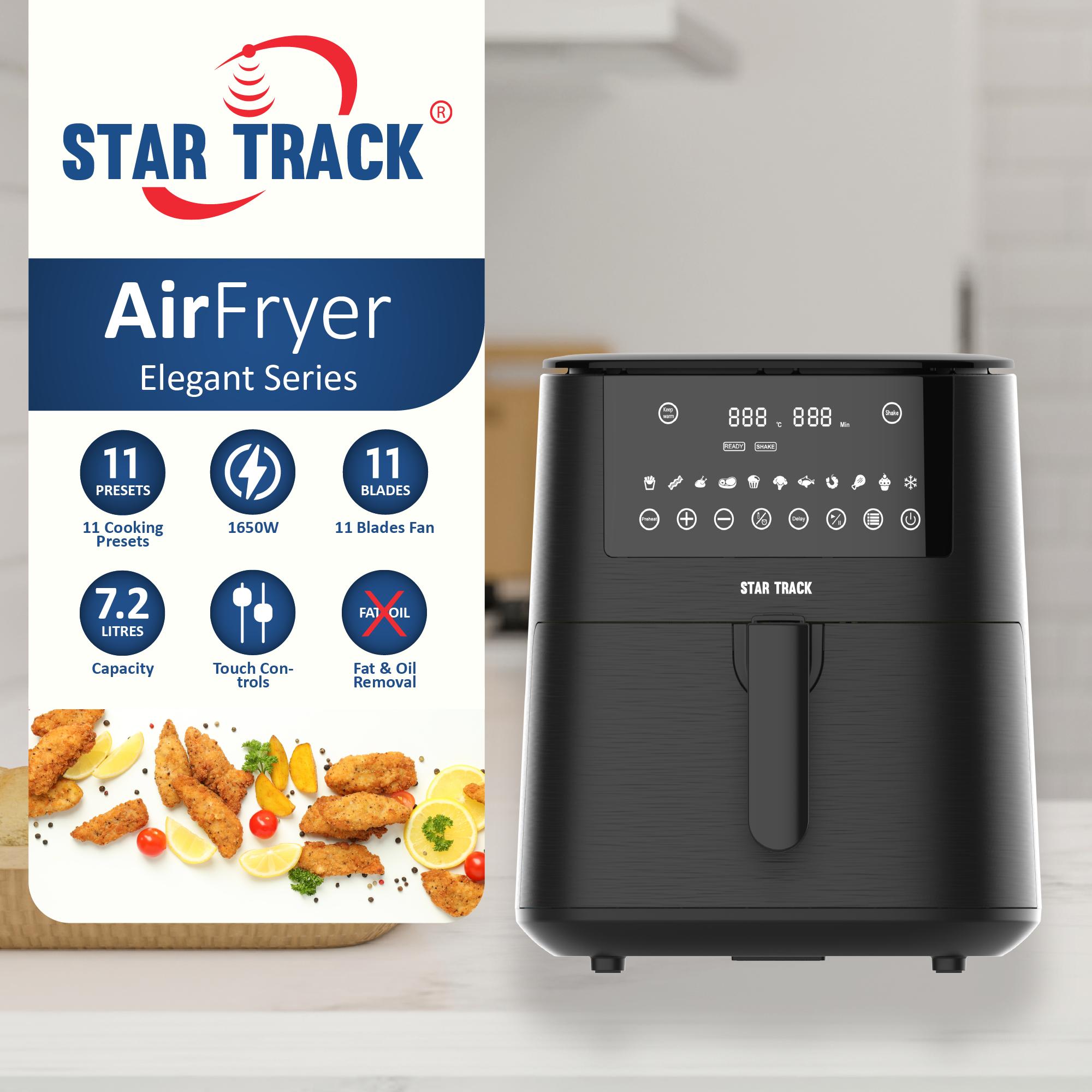 7.2L Air Fryer, 11 Blades Fan, 1650W, Touch Control Function, 11 Cooking Preset, Elegant Design