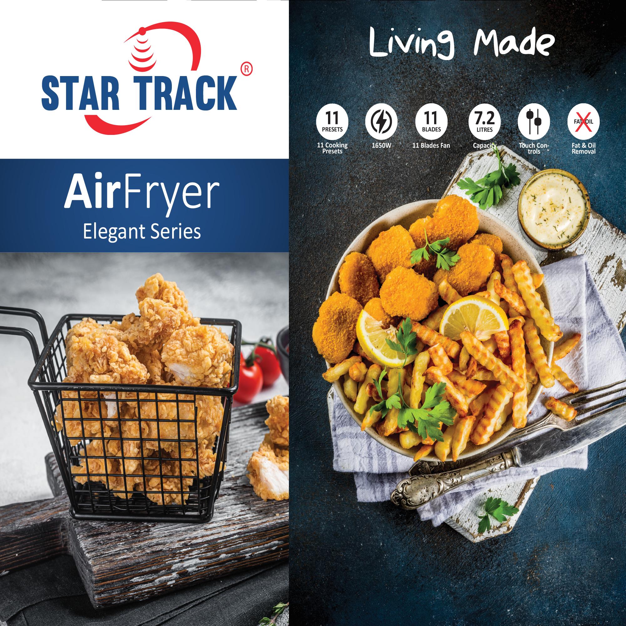 7.2L Air Fryer, 11 Blades Fan, 1650W, Touch Control Function, 11 Cooking Preset, Elegant Design