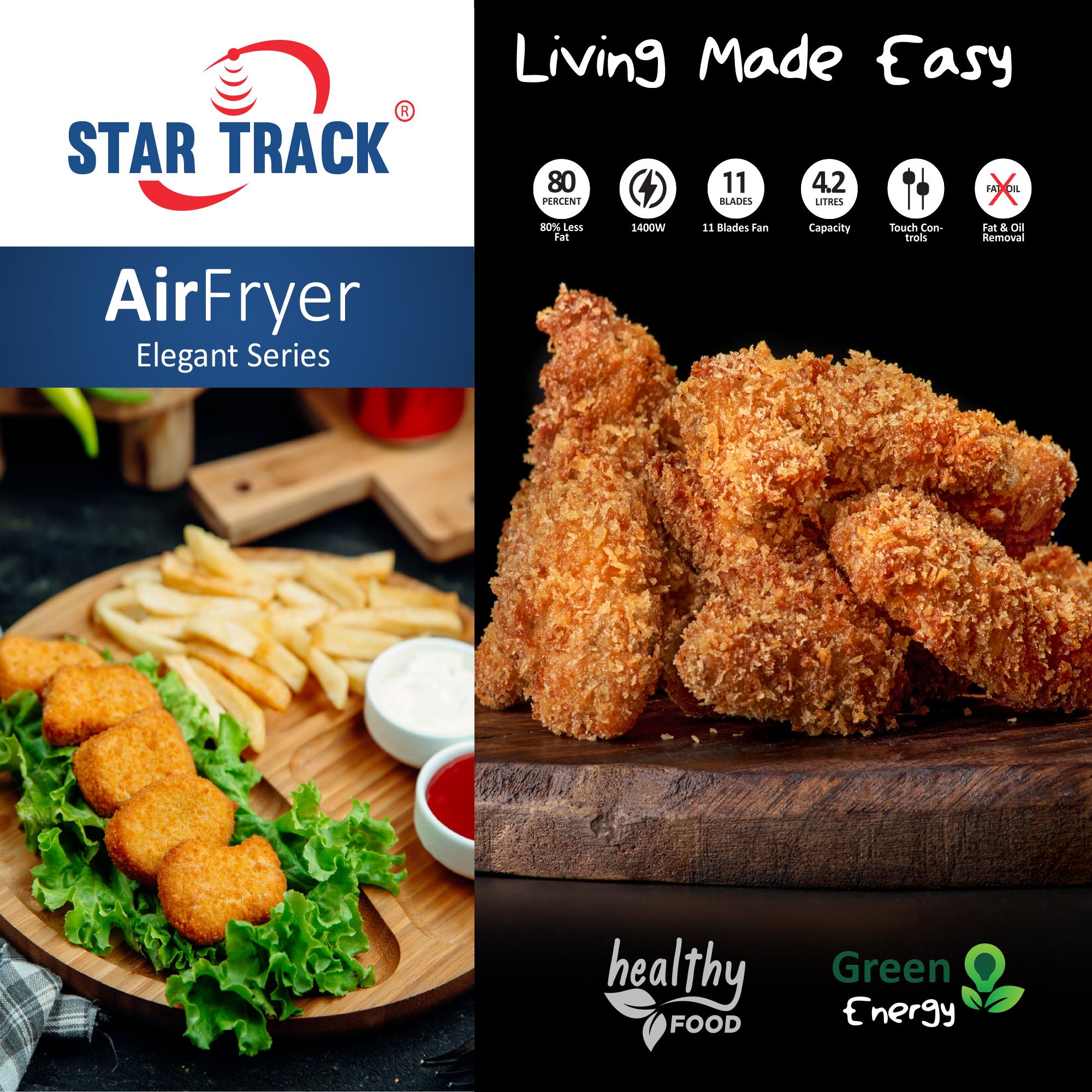 4.2L Air Fryer 1400W Comes with 11 Blades, Removes Oil and Fat, Elegant Design, Black Color