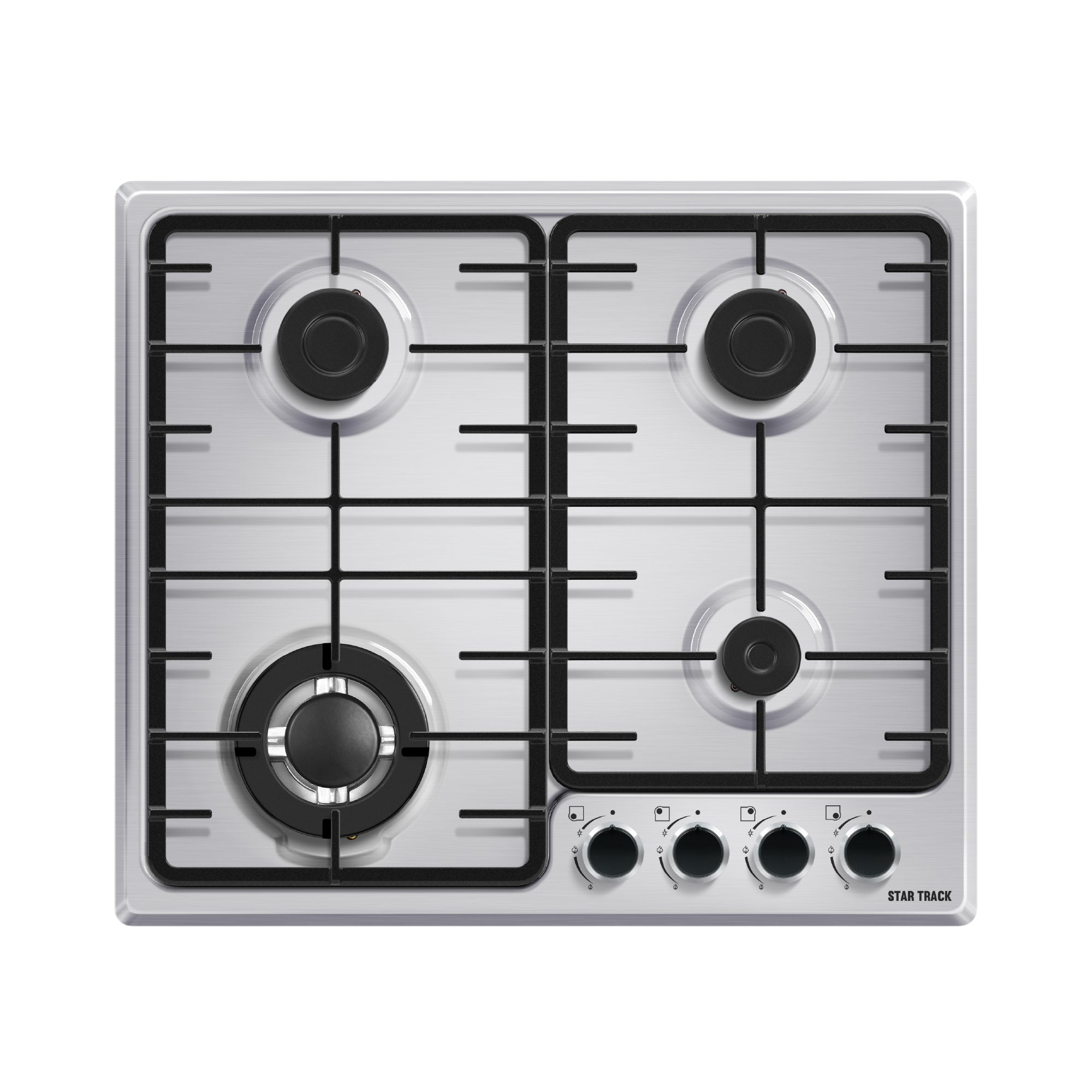 60x60cm 4-Burner Gas Range with Autoignition, 1-Year Warranty, and Stainless-Steel Design