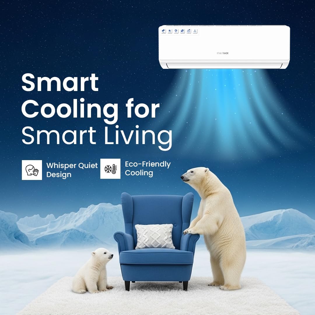 1 Ton Split Air Conditioner, R410A, 12000 BTU, T1 Rotary Compressor, Smart Remote Control, Low Noise