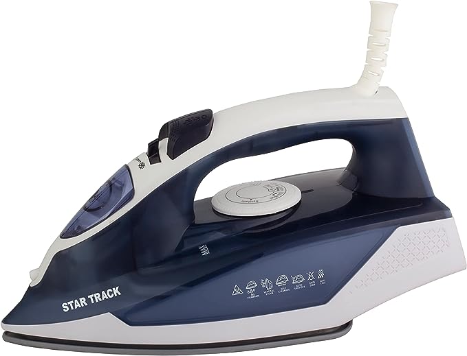 Star Track Steam Iron 2200W Model- no SSINR2200- BW Water Tank Capacity 280ml Iron has double ceramic coating auto shut anti drip function self cleaning mode
