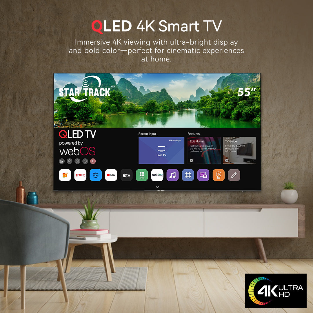 55 Inch QLED 4K Smart TV | HDR10+ | Dolby Audio | 95% Color Volume with Quantum Dot | 350 Nits Ultra Bright Display | WebOS with Apple AirPlay & Home | Air Mouse Remote | Ultra HD Smart TV