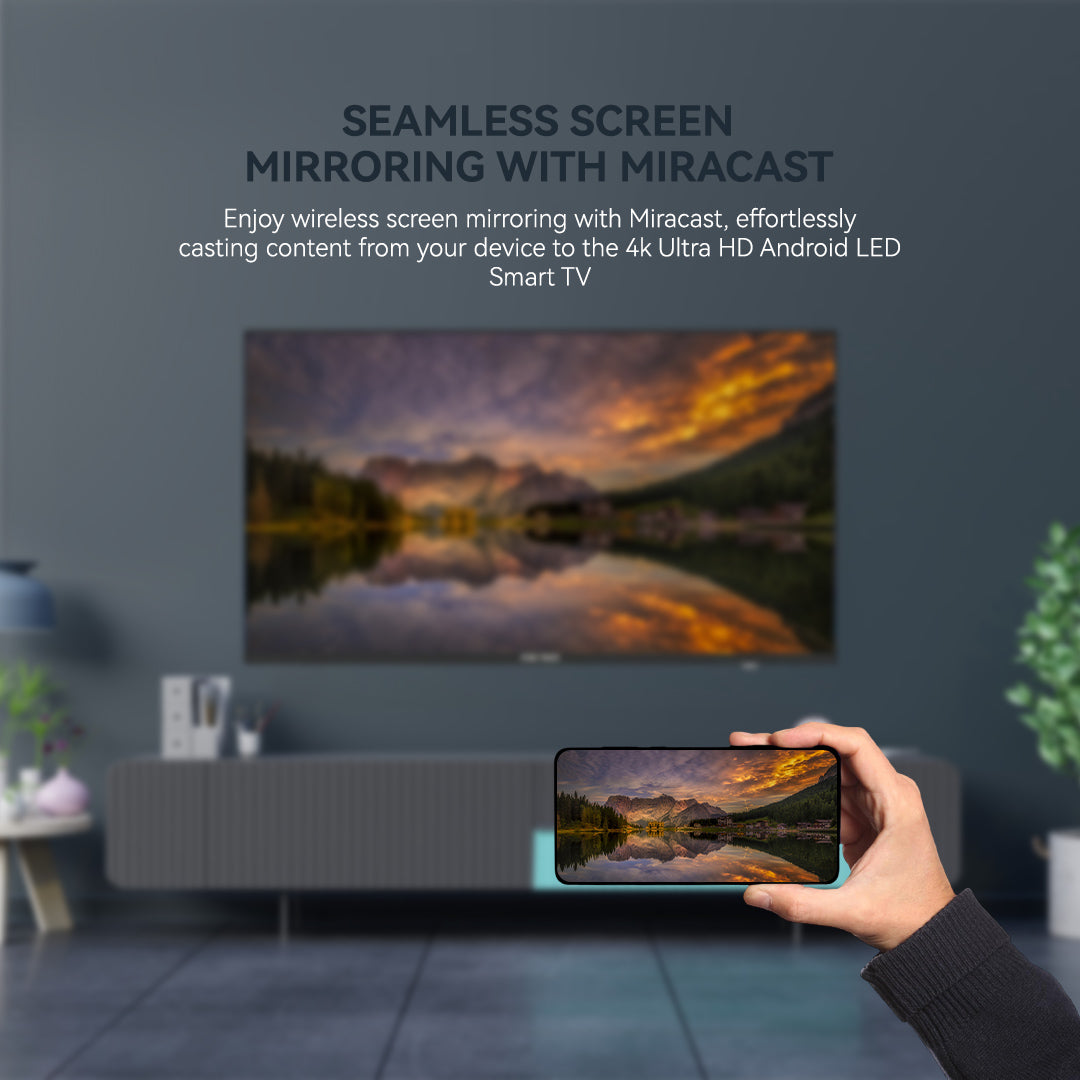 50" 4K Smart TV | Android 14, Ultra HD, Netflix, YouTube, Miracast, Bezel less, Satellite receiver