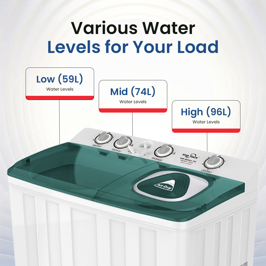 Green Twin-tub Semi-Automatic Washing Machine, Top-Load Washer with Lint Filter, Spin-Dry