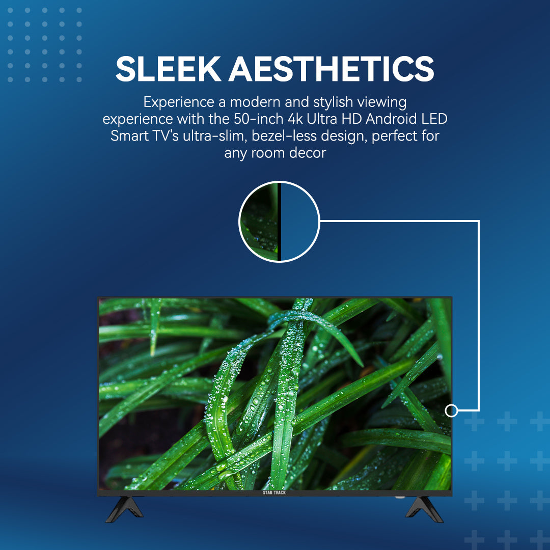 50" 4K Smart TV | Android 14, Ultra HD, Netflix, YouTube, Miracast, Bezel less, Satellite receiver