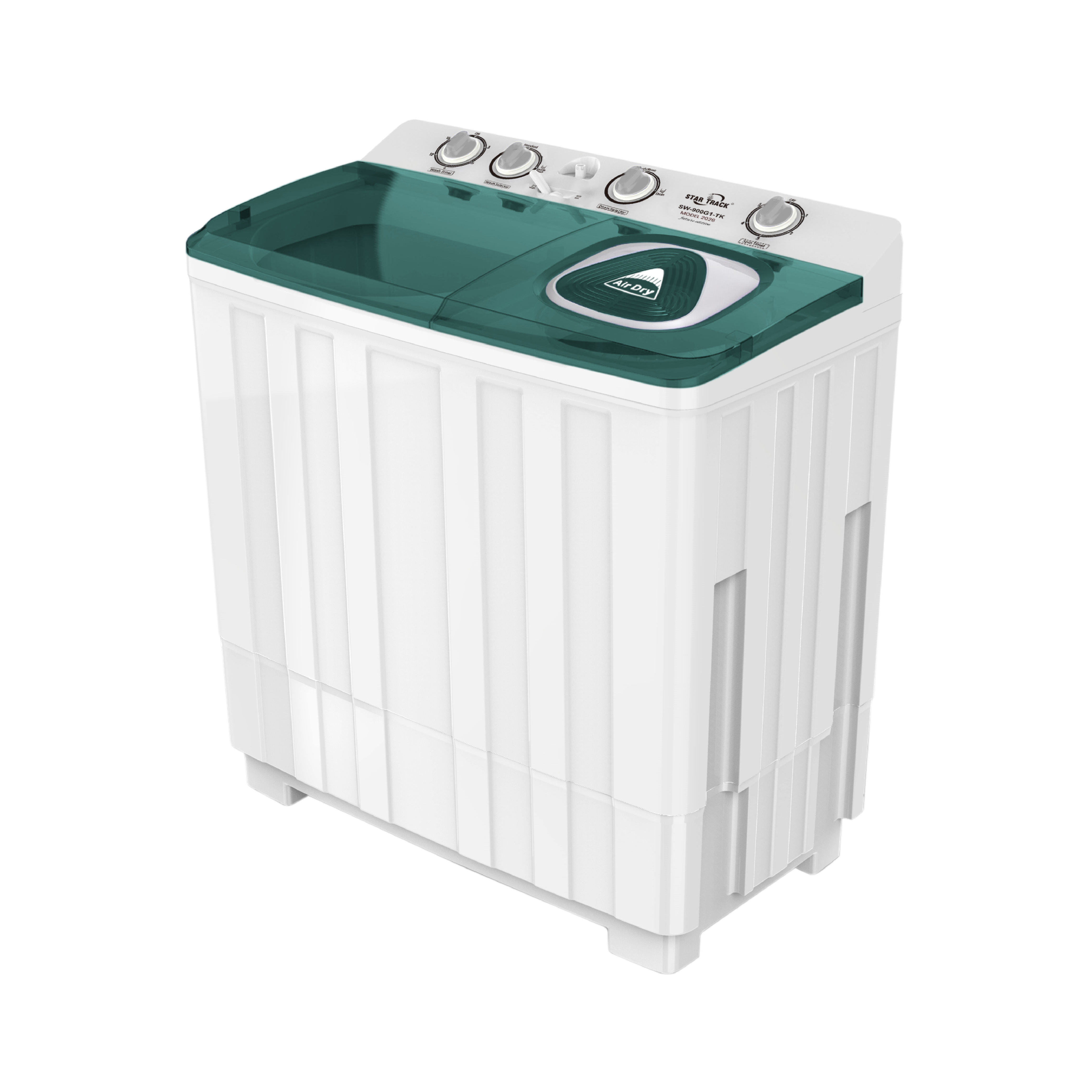 Green Twin-tub Semi-Automatic Washing Machine, Top-Load Washer with Lint Filter, Spin-Dry