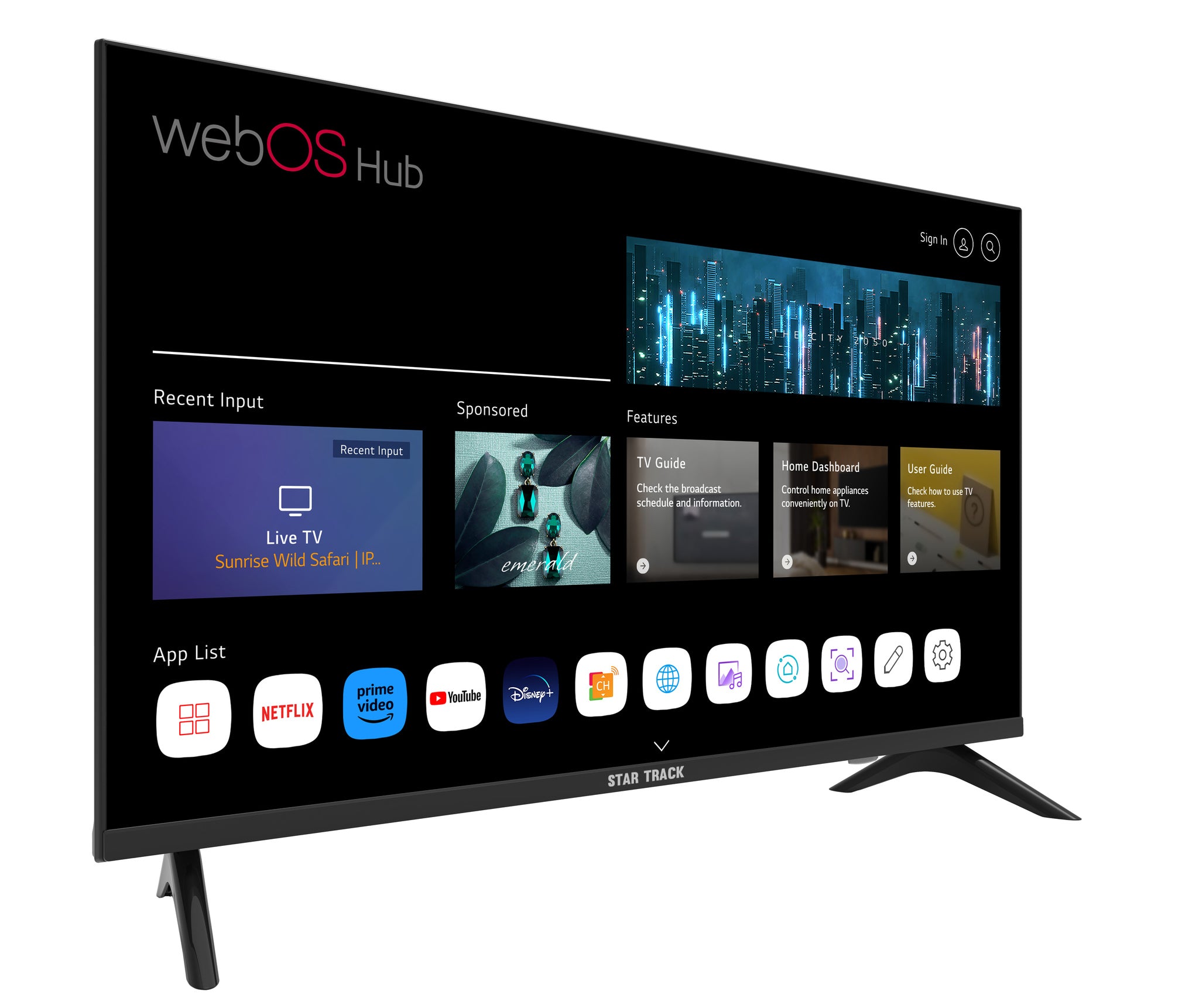 Star Track LED Smart TV Powered by WebOS, 4K UHD+ T2S2, Wifi, Netflix, YouTube, Prime Video, HDMI, USB With 2023 Model
