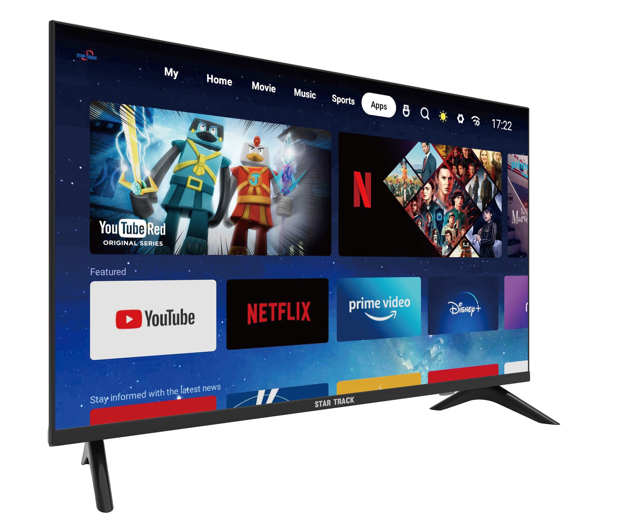 Star Track LED Smart TV Android 11.0  T2S2  A+ Screen, Wifi, MIRACAST, Netflix, YouTube, Prime Video, HDMI, USB