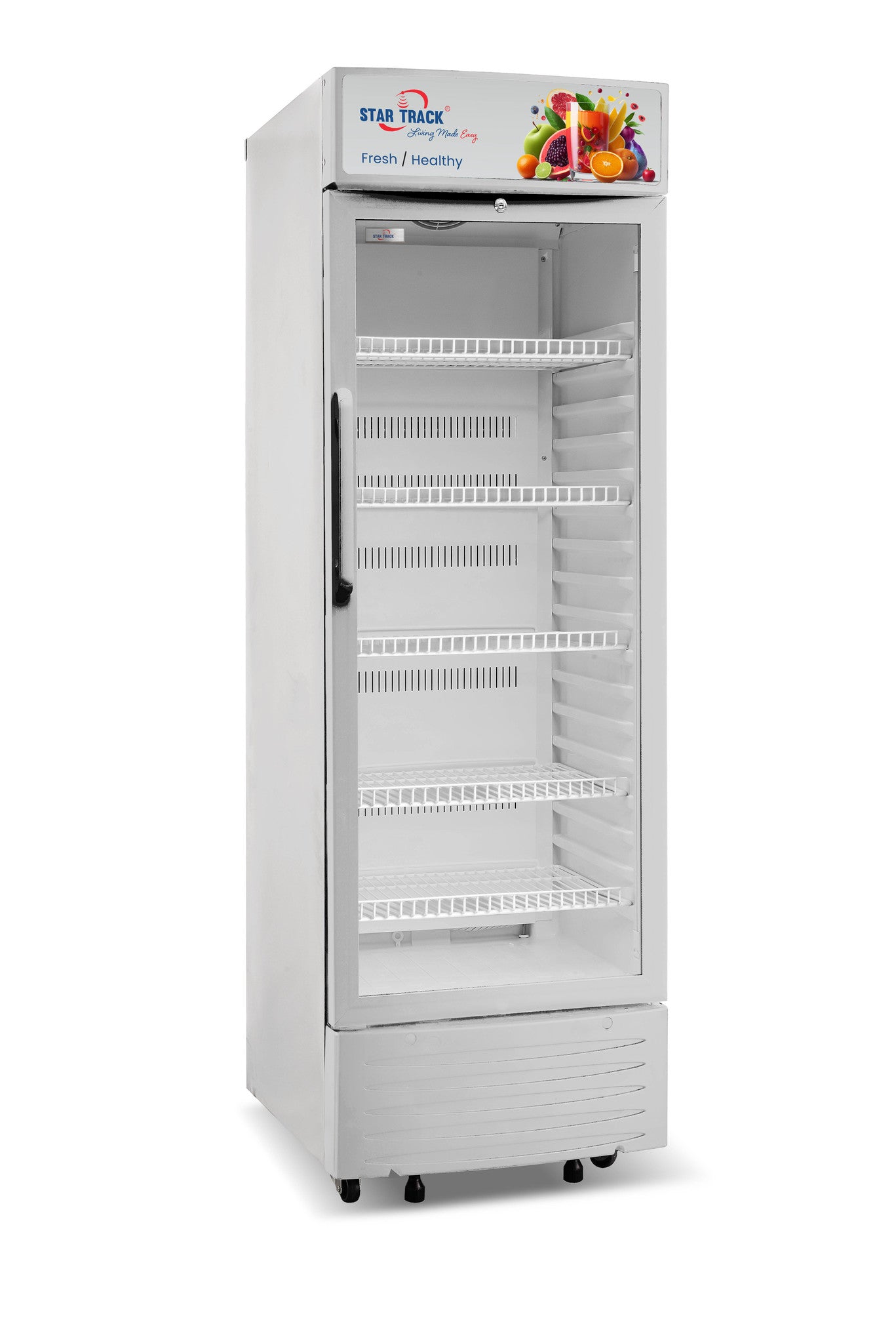 Star Track Freestanding Show Case Chiller Freezer 350L, Smart Storage, Temperature Control Automatic Defrost Function